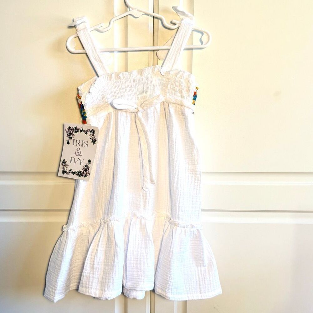 NWT Iris & Ivy kids embroidered tiered white sundress, Size 4 - Picture 9 of 12